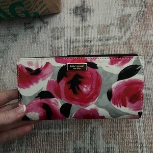 Kate Spade Pink and Black Floral Wallet